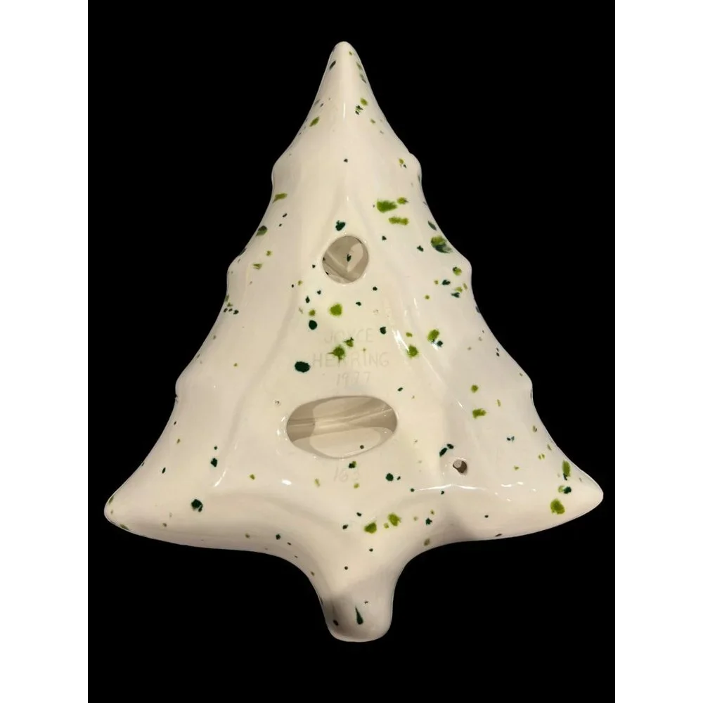 Vintage Christmas Tree Speckled HandPainted Ceramic Candy Cheese Party Tray 1977